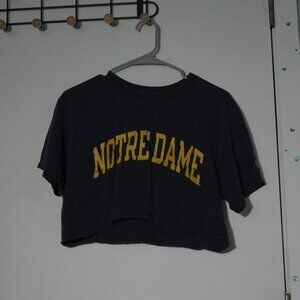 medium navy blue cropped Notre Dame tee